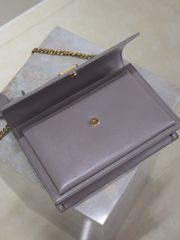 YSL Sunset Handbags 25cm Grey Cowhide