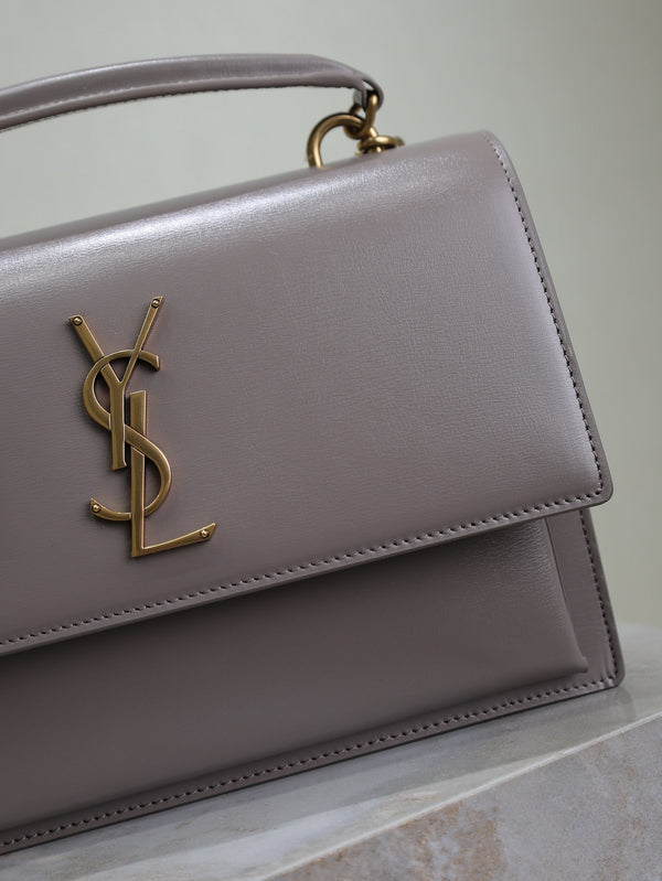 YSL Sunset Handbags 25cm Grey Cowhide