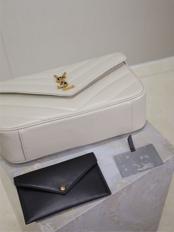 LOULOU SMALL 24 IN WHITE SHEEPSKIN GOLD HARDWARE