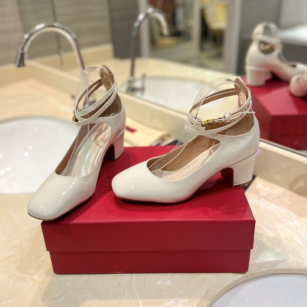 VLTN 26s VLogo Block Heels White Patent Leather 985375