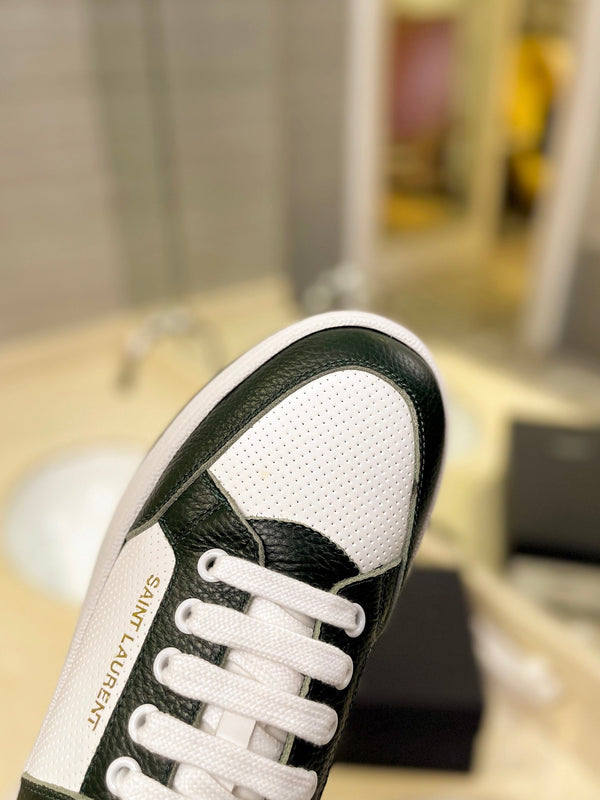 SL SL/61 SNEAKERS VERDE SCURO E BIANCO IN PELLE DI VITELLO