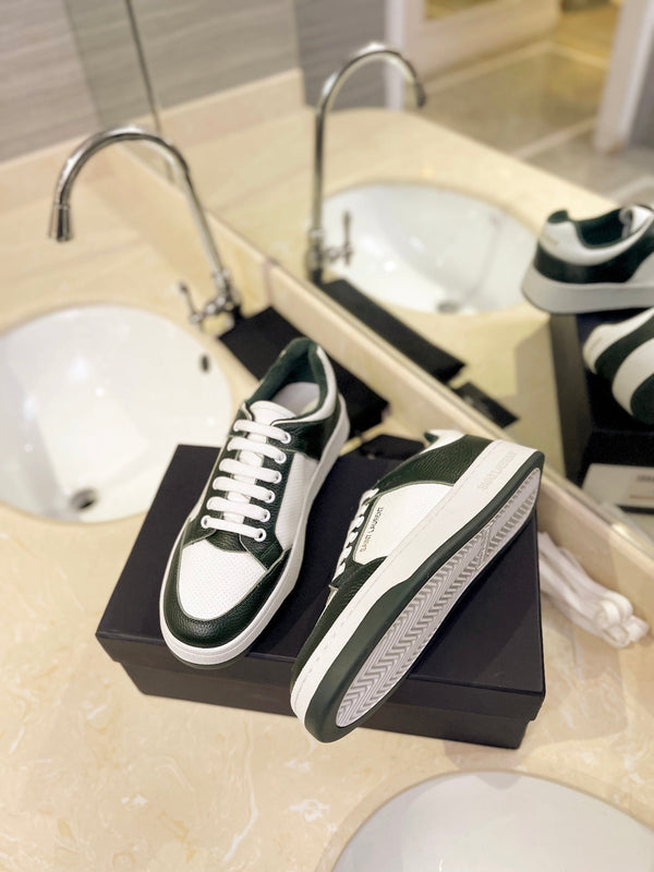 SL SL/61 SNEAKERS VERDE SCURO E BIANCO IN PELLE DI VITELLO