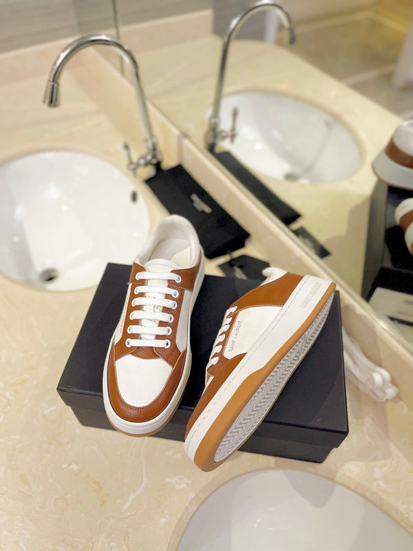 SL SL/61 SNEAKERS IN VITELLO BIANCO-MARRONE
