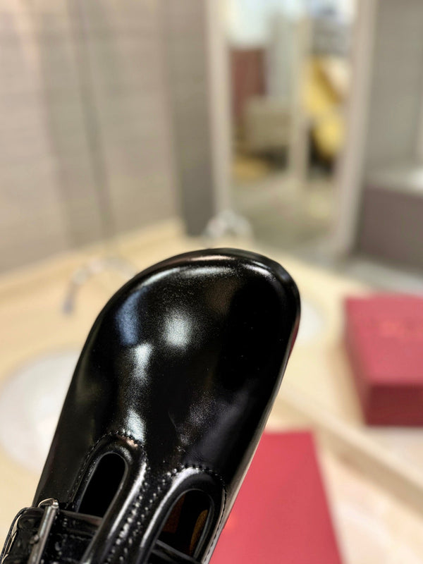 Sabots VL Fussfriend en cuir de veau verni noir