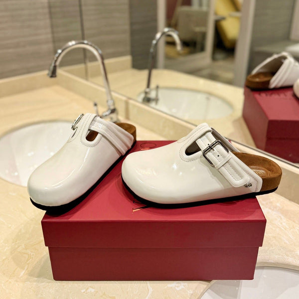 Sabot en cuir de veau verni blanc VL Fussfriend