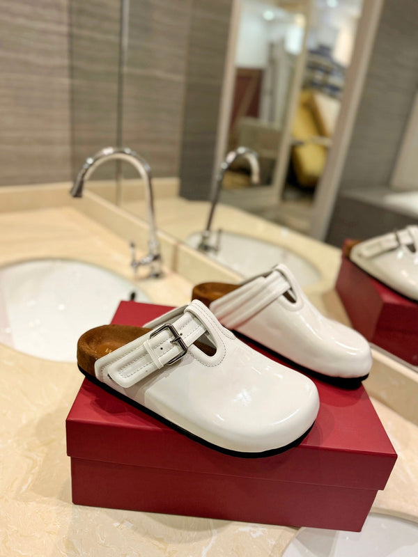 Sabot en cuir de veau verni blanc VL Fussfriend