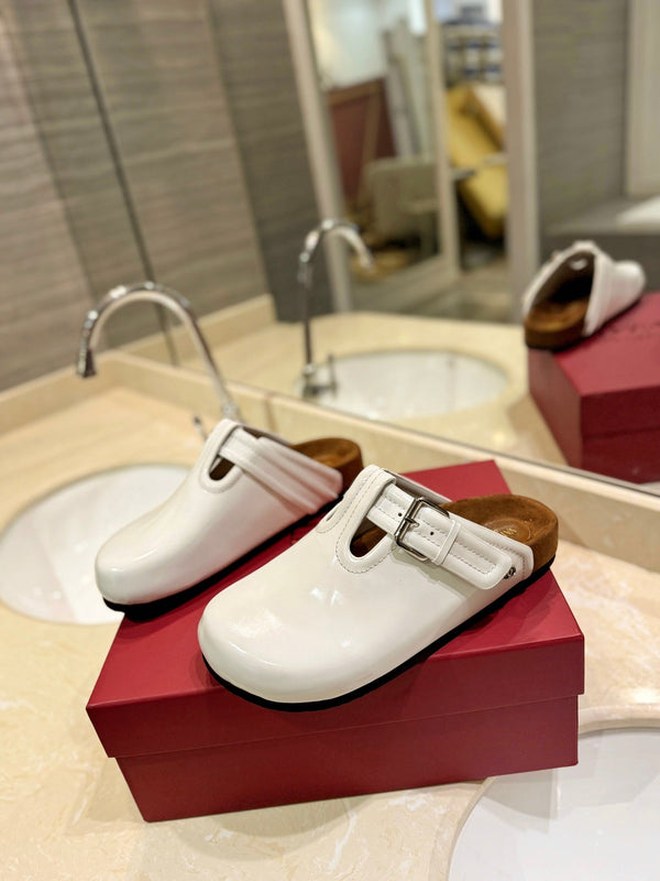 Sabot en cuir de veau verni blanc VL Fussfriend