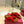 FUSSFRIEND CHERRY RED SILK VELVET SLIDE SANDALS