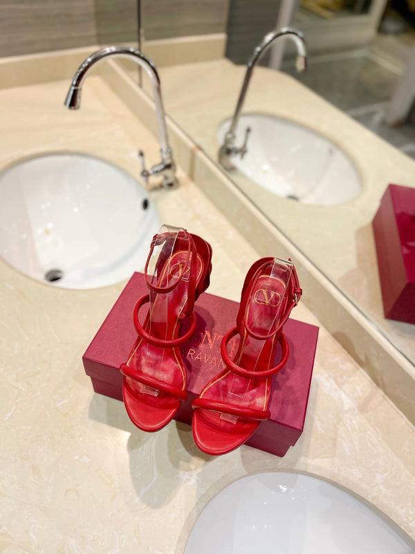 VLTN 26s Atelier Rose Sandals Red Leather 985380