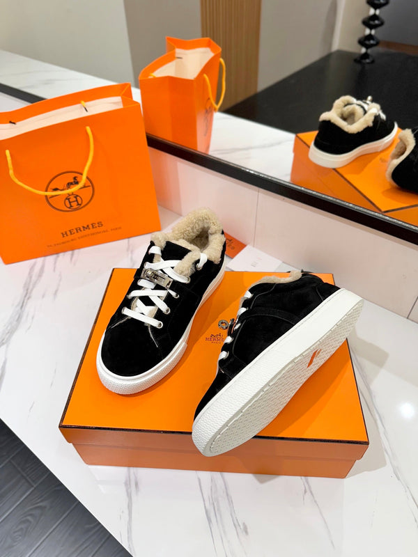 HM Day Sneaker Black With Wool Lining Suede  983044