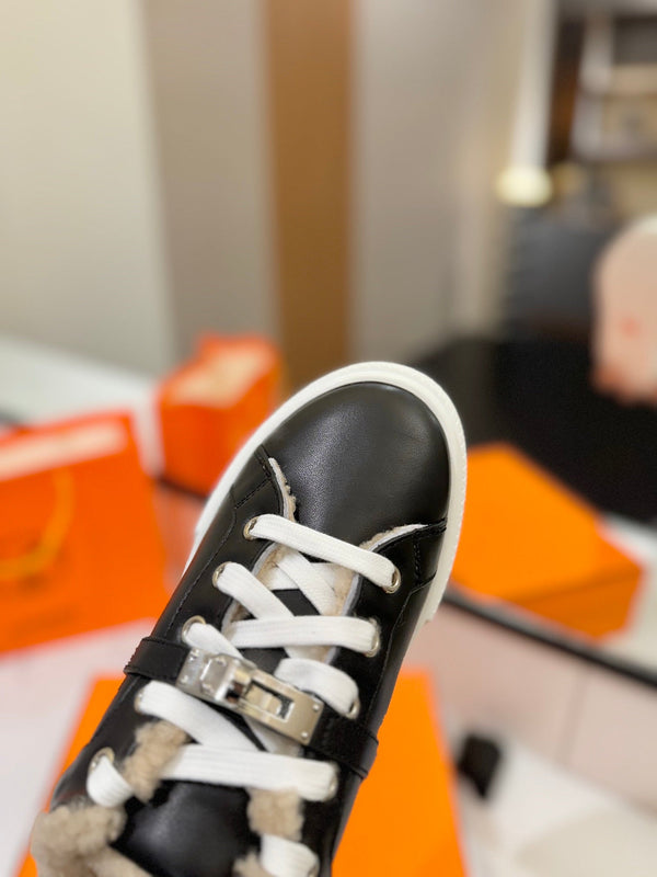 HM Day Sneaker Black With Wool Lining Cowhide 983060