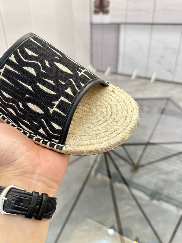 CD Espadrille Slide Black Printed Fabric 639442