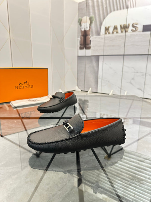 HM Men's Alessandro Loafer Black Orange Embossed Cowhide 697693