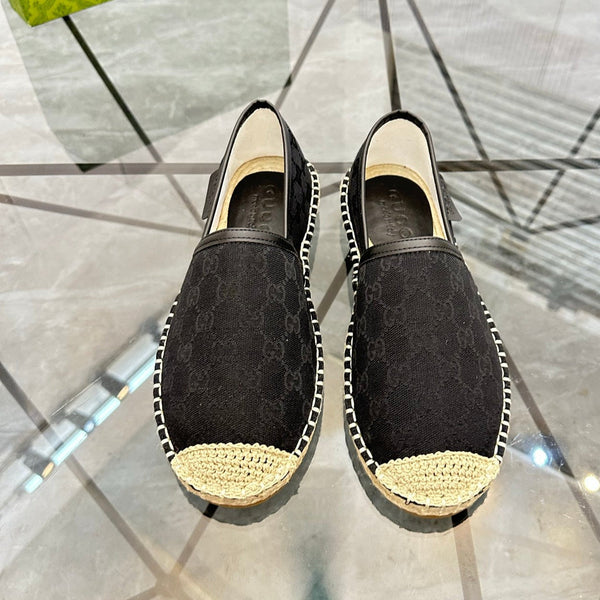 GG Men's Espadrilles Loafer Black Canvas 738107