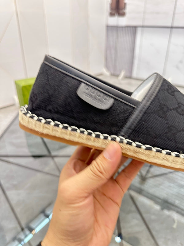 GG Men's Espadrilles Loafer Black Canvas 738107