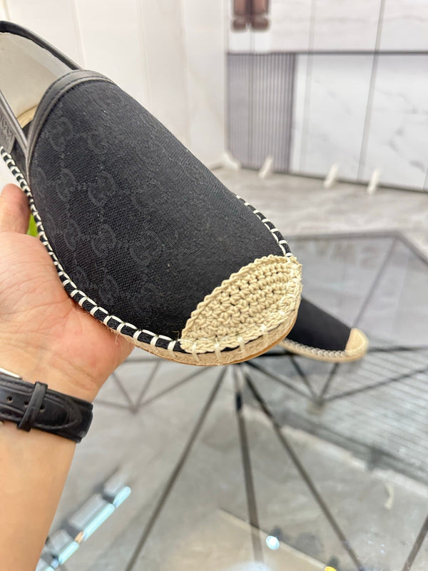 GG Men's Espadrilles Loafer Black Canvas 738107
