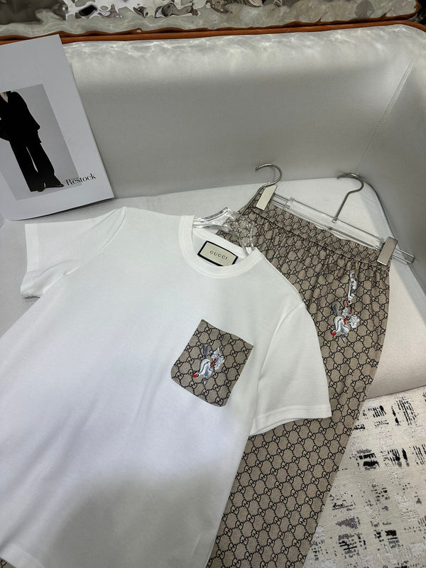 Gucci 2025 Pattern Set Bianco Marrone Fibra di Poliestere