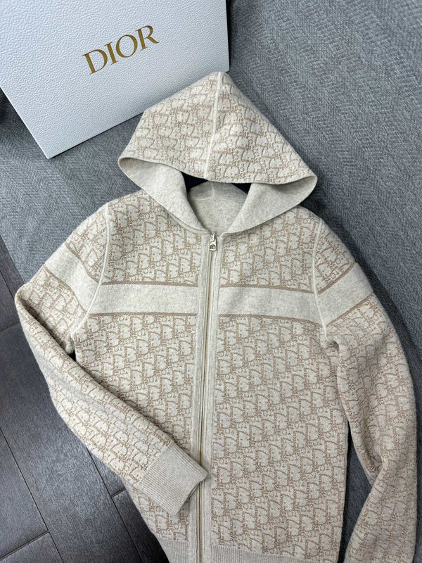 CD Reversible Zipped Cardigan with Hood Grey Cashmere 336827