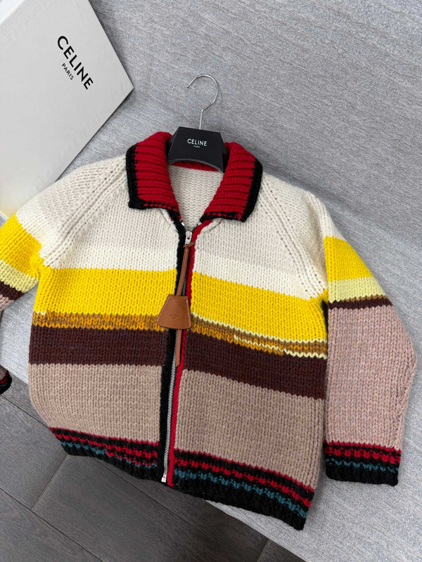 CE 26s Knit Cardigan Cotton Blend Zip Up Multicolor Wool 442020
