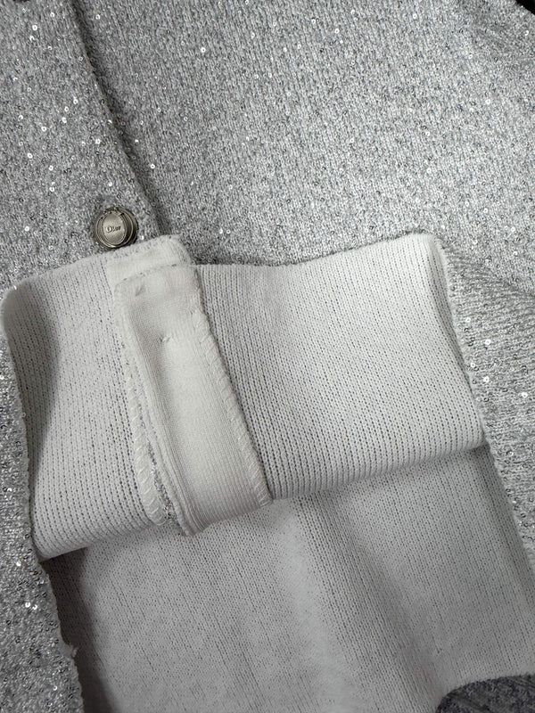 CD 26s Sequin Cardigan Metallic Silver Knit 442026