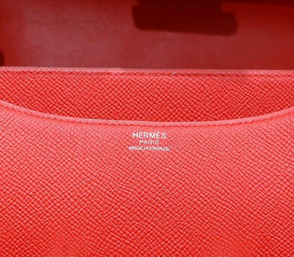 Constance 24 in pelle rossa Epsom con finiture in argento
