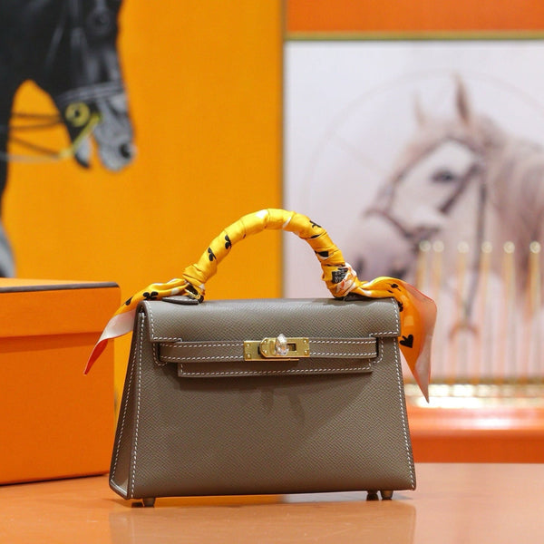 HM Kelly Mini Brown  Epsom Sliver Hardware 270310