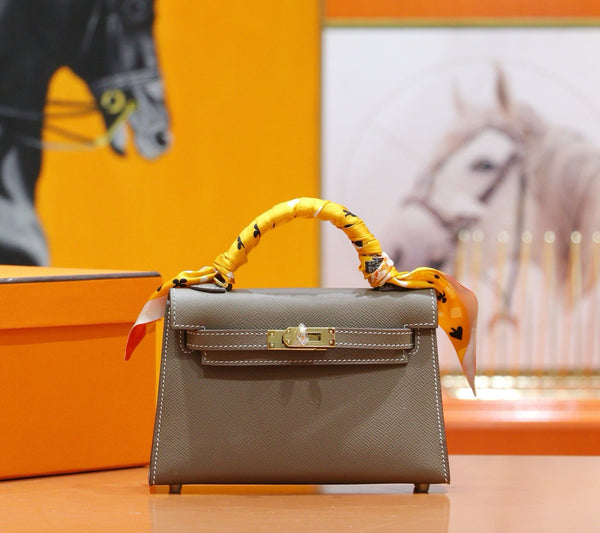 HM Kelly Mini Brown  Epsom Sliver Hardware 270310