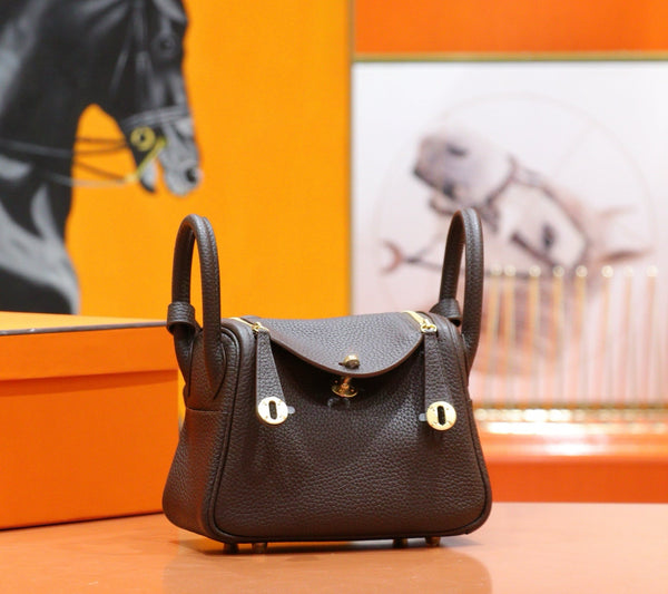 HM  Mini Lindy Bag 20cm Coffee Togo Leather 270314