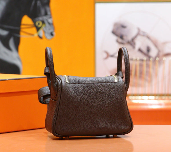 HM  Mini Lindy Bag 20cm Coffee Togo Leather 270314