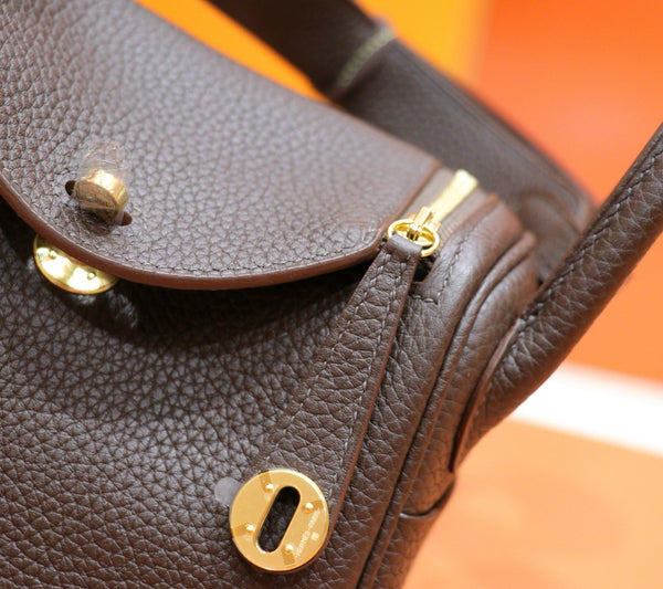 HM  Mini Lindy Bag 20cm Coffee Togo Leather 270314