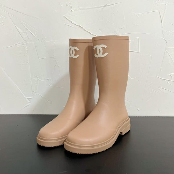 Stivali alti CC in gomma naturale beige 949644