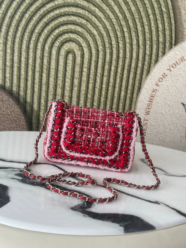 CC 2026 Mini Flap Bag Tweed Denim Leather