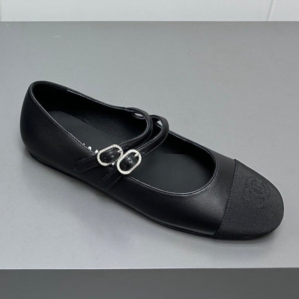mary jane double strap  black grosgrain calfskin