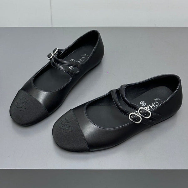 mary jane double strap  black grosgrain calfskin