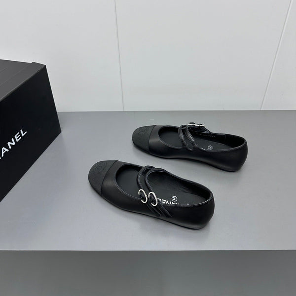mary jane double strap  black grosgrain calfskin