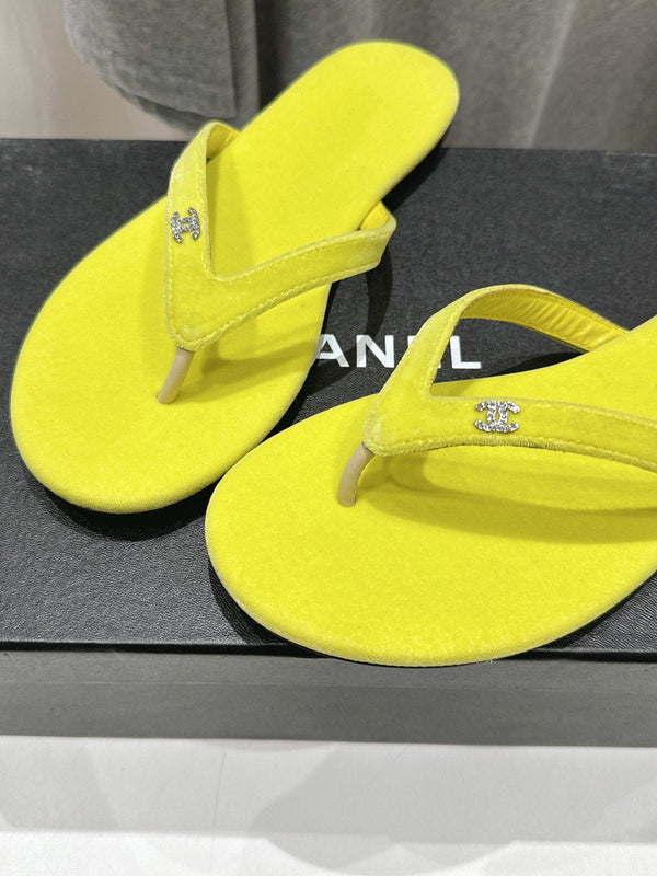 sandalo infradito cc velluto giallo