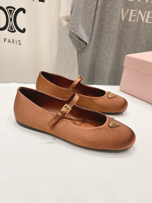 BALLERINE IN RASO PRA MARRONE
