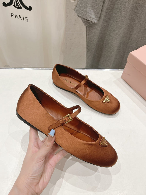 BALLERINE IN RASO PRA MARRONE