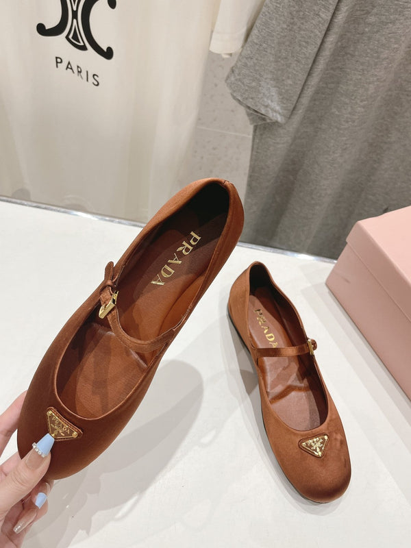 BALLERINE IN RASO PRA MARRONE