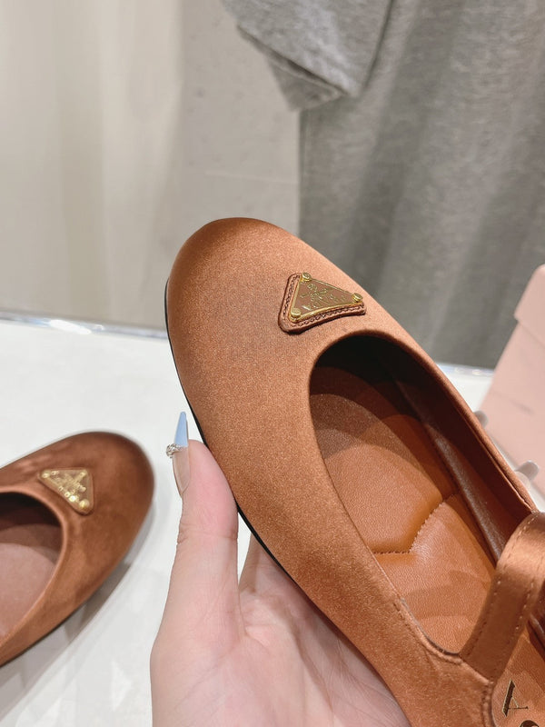 BALLERINE IN RASO PRA MARRONE