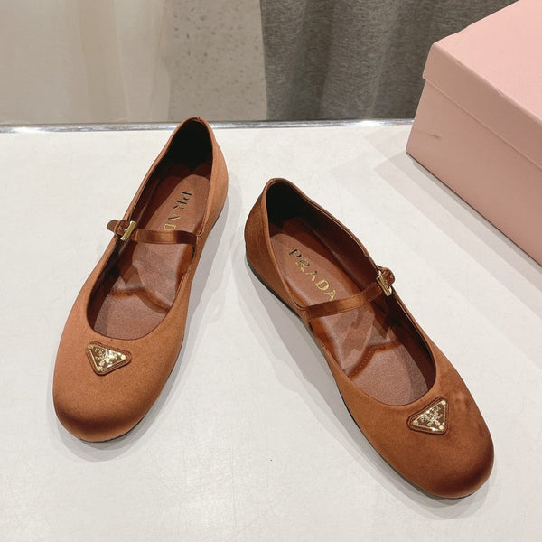 BALLERINE IN RASO PRA MARRONE
