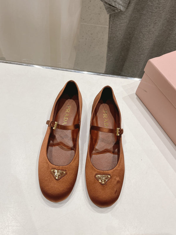 BALLERINE IN RASO PRA MARRONE