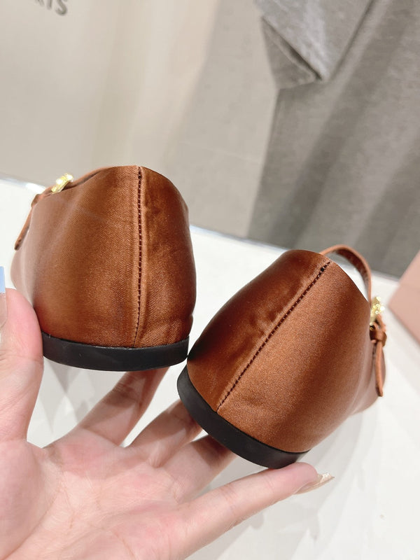 BALLERINE IN RASO PRA MARRONE
