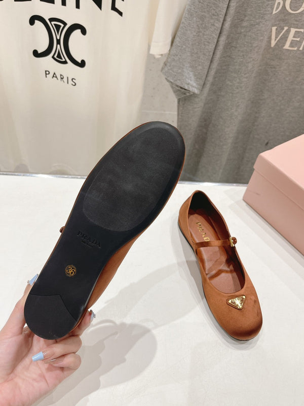 BALLERINE IN RASO PRA MARRONE