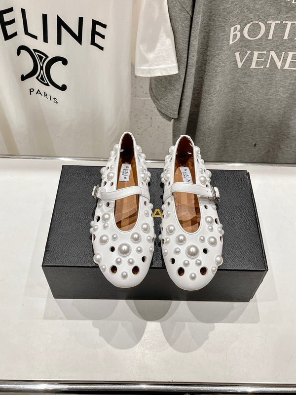SCARPE MARY JANE ALAIA PEARL IN PELLE DI AGNELLO BIANCA