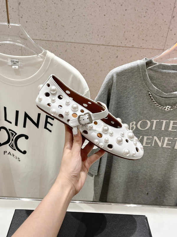 SCARPE MARY JANE ALAIA PEARL IN PELLE DI AGNELLO BIANCA