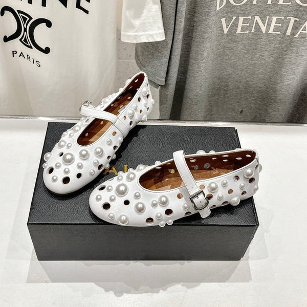 SCARPE MARY JANE ALAIA PEARL IN PELLE DI AGNELLO BIANCA