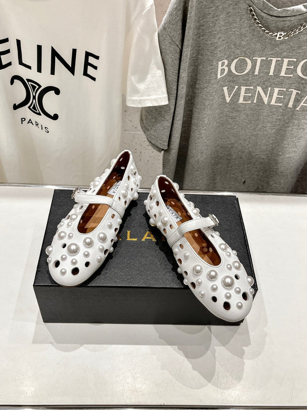 SCARPE MARY JANE ALAIA PEARL IN PELLE DI AGNELLO BIANCA