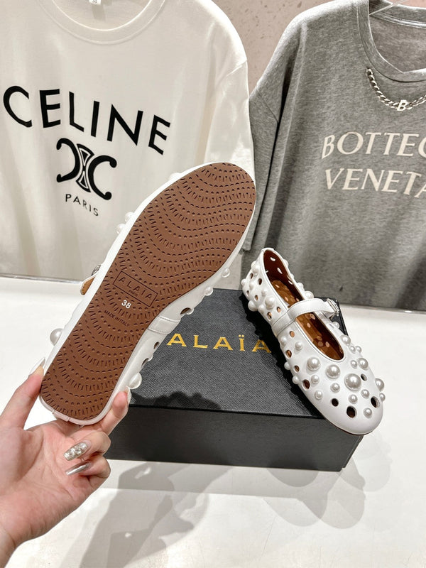 SCARPE MARY JANE ALAIA PEARL IN PELLE DI AGNELLO BIANCA