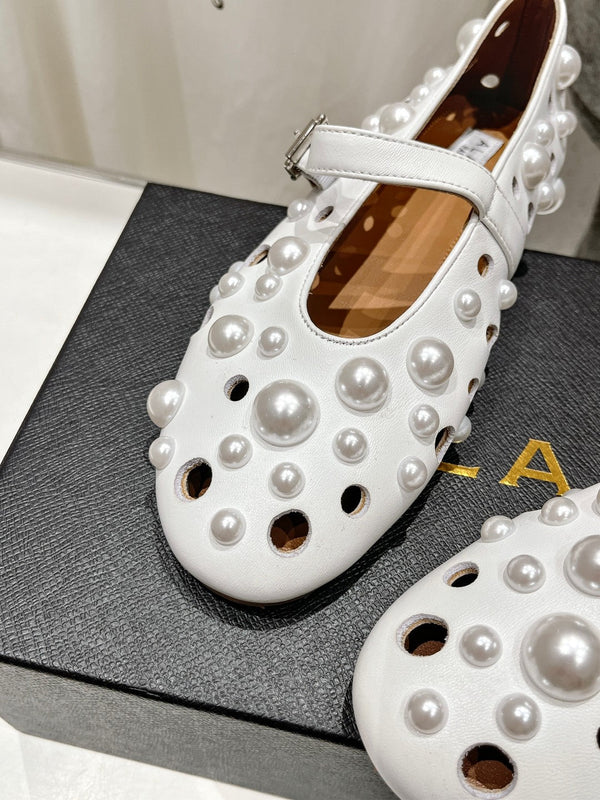 SCARPE MARY JANE ALAIA PEARL IN PELLE DI AGNELLO BIANCA